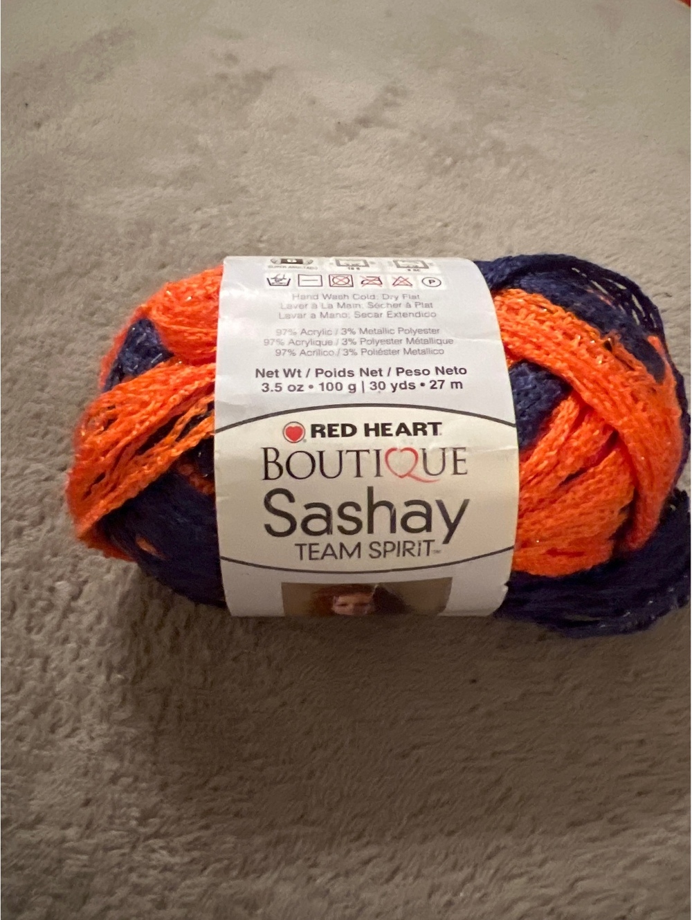 Red Heart Boutique Sashay Team Spirit Yarn, Orange and Navy